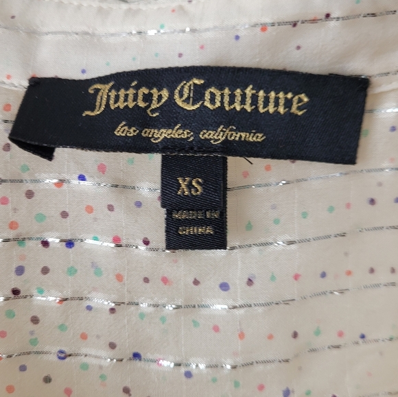 Juicy Couture Silk Button Down Shirt Sheer w Metallic Fiber Pinstripes XS - Picture 11 of 13